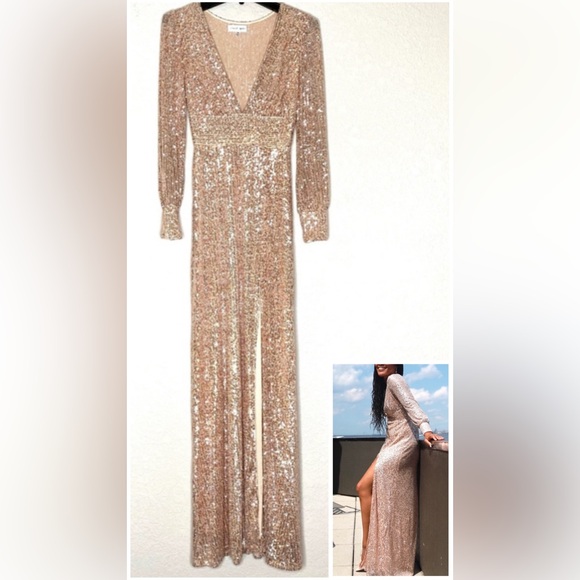 Emerald Sundae Dresses & Skirts - Emerald Sundae Rose Gold Sequin Maxi Dress XL